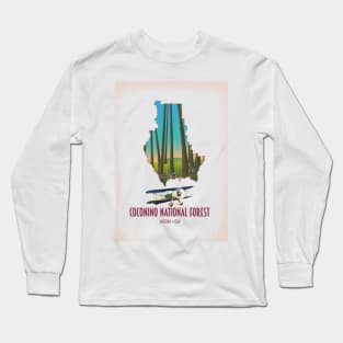 Coconino national forest Arizona USA map Long Sleeve T-Shirt